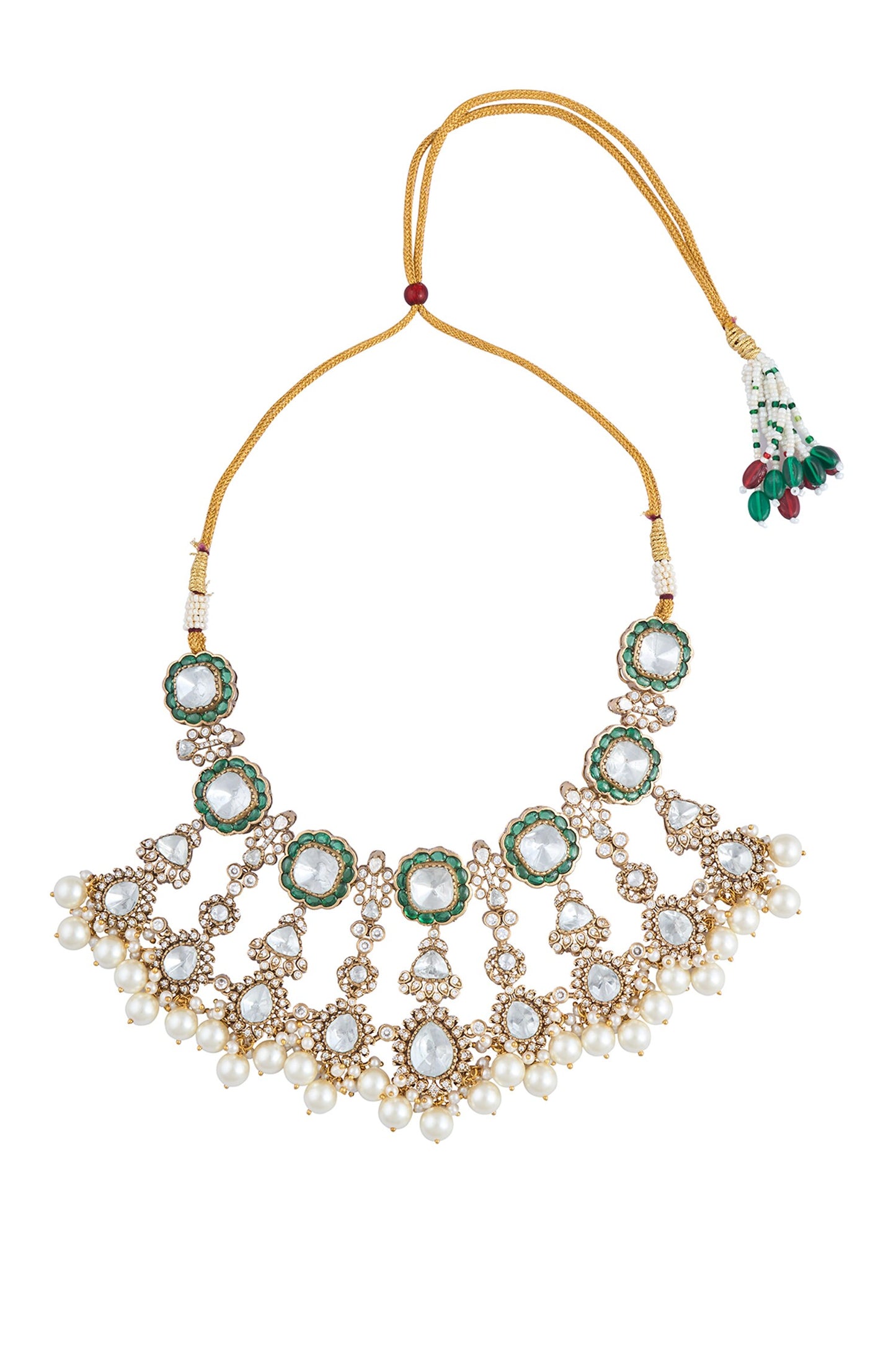 Moissanite Polki Studded Necklace Set 