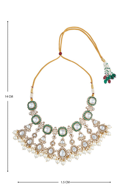 Moissanite Polki Studded Necklace Set 