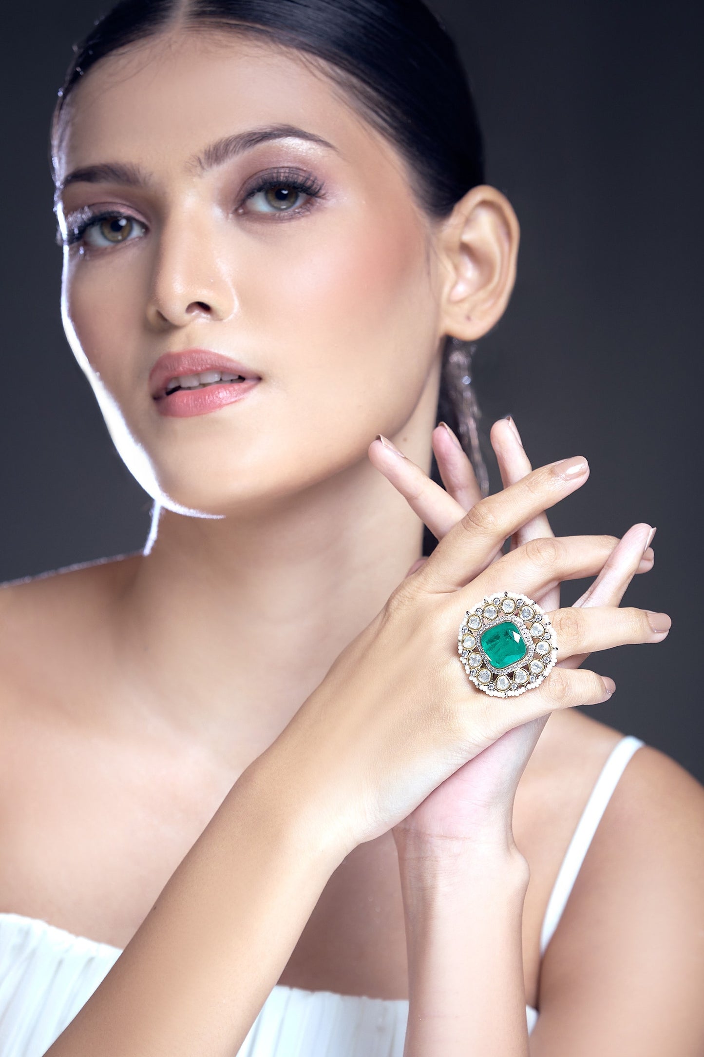 Moissanite Polki Embellished Ring 