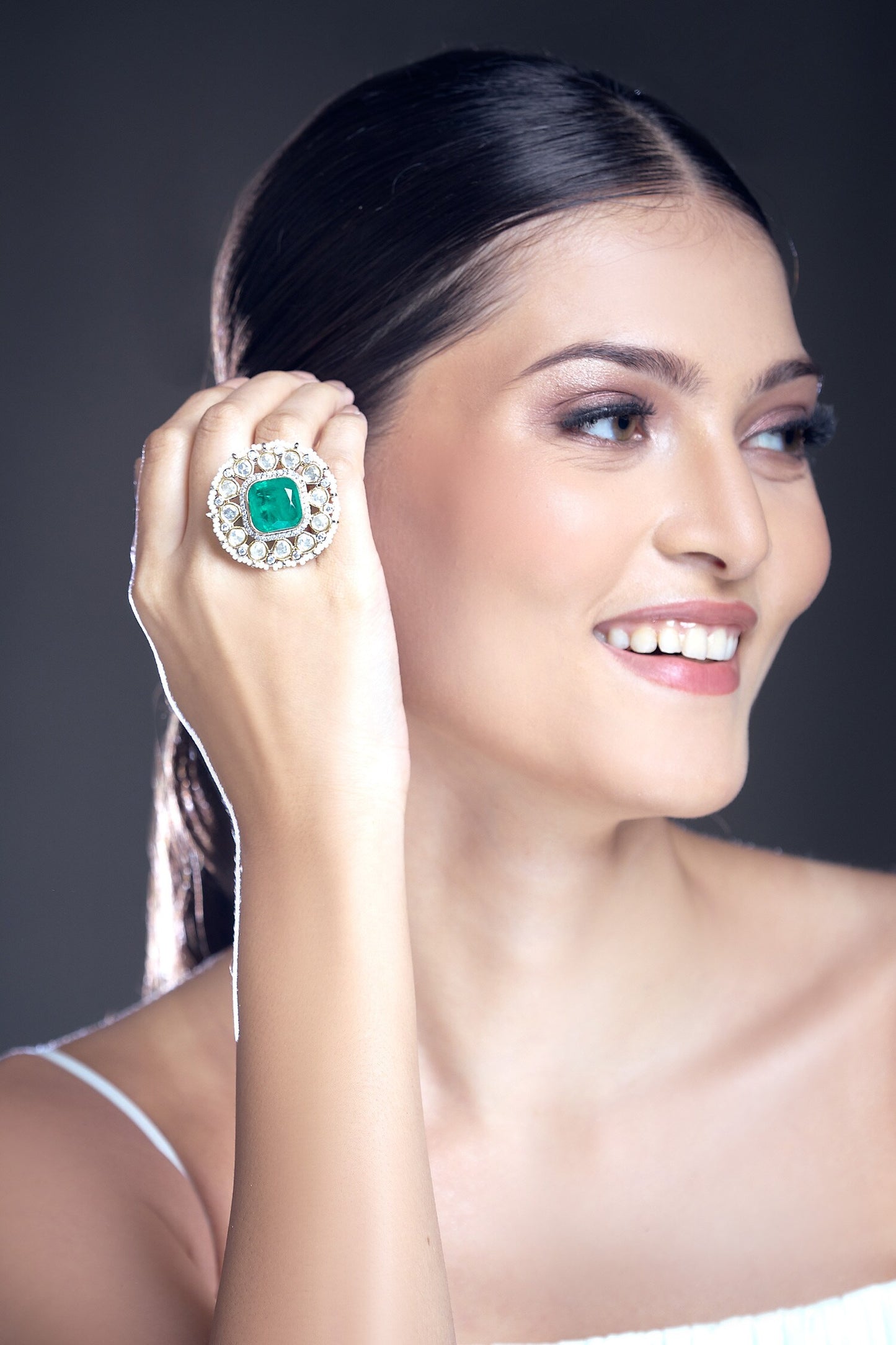 Moissanite Polki Embellished Ring 