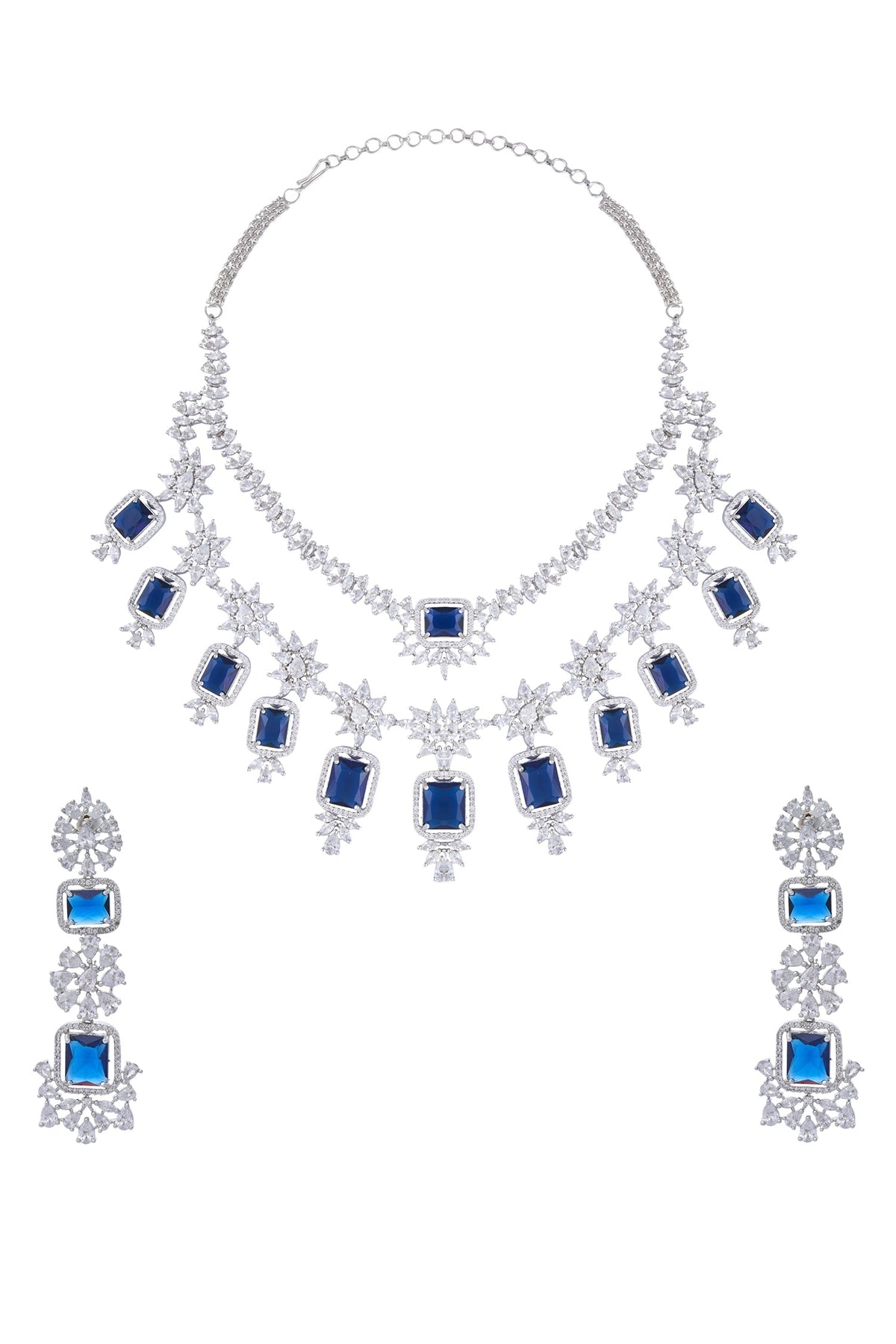 Zirconia Embellished Layered Necklace Set 