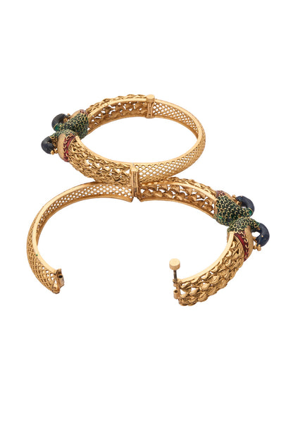 Enamel Peacock Bangles-Set of 2 