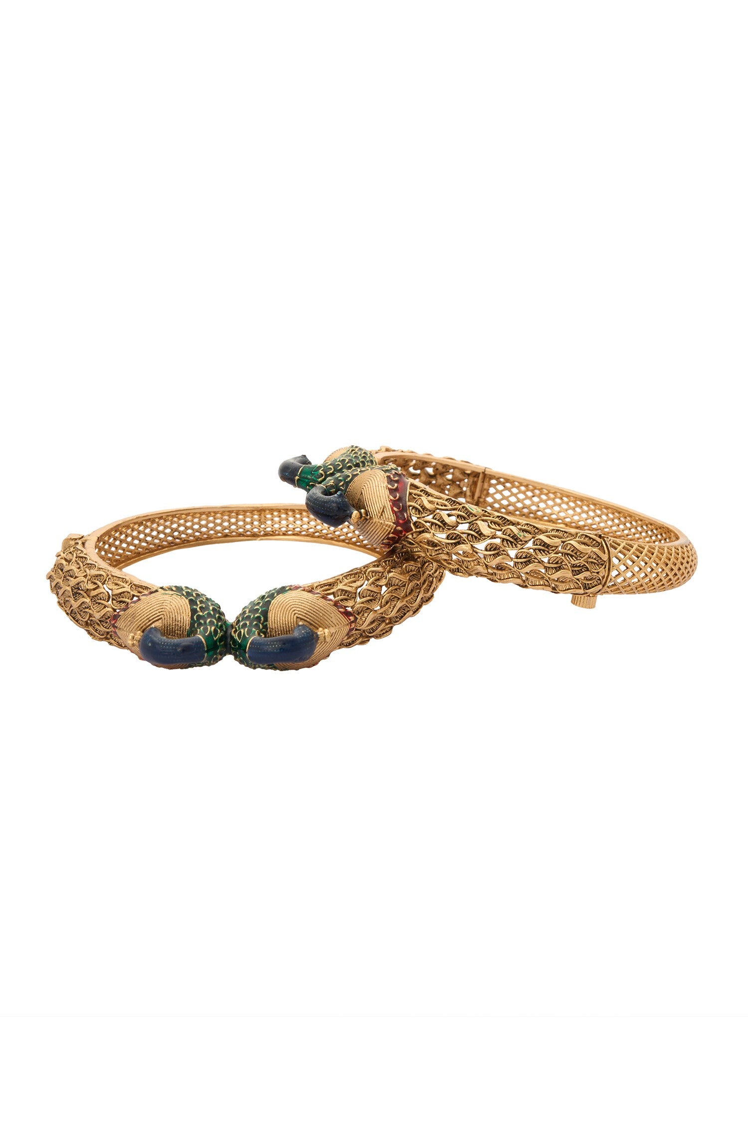 Enamel Peacock Bangles-Set of 2 