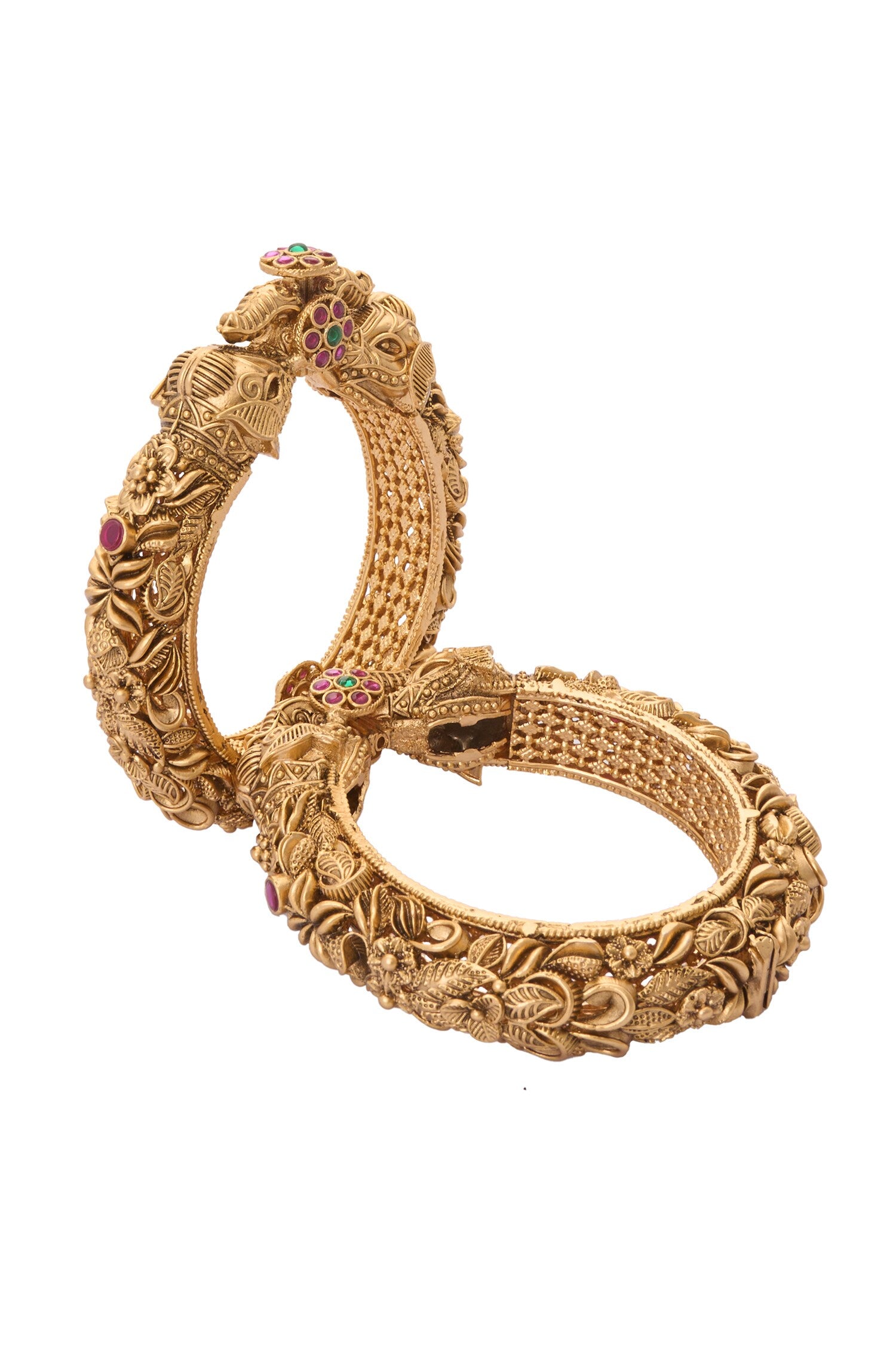 Carved Foliage Bangles-Set of 2 