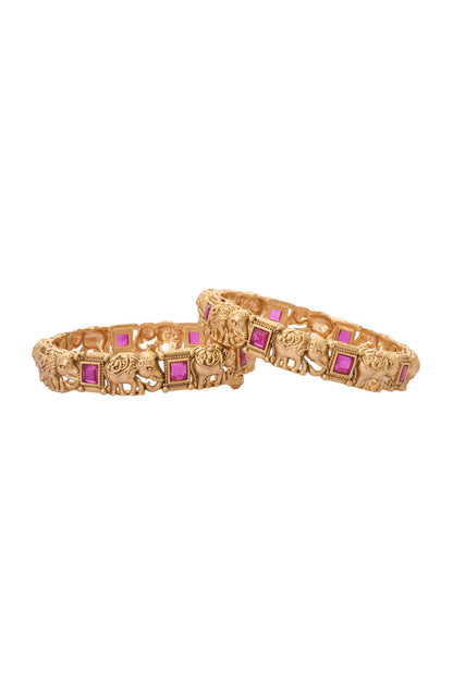Elephant Carved Bangles-Set of 2 