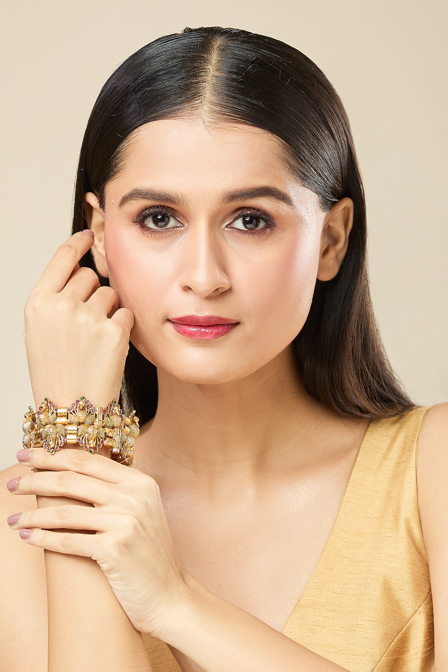 Carved Peacock Jadau Bangles-Set of 2 