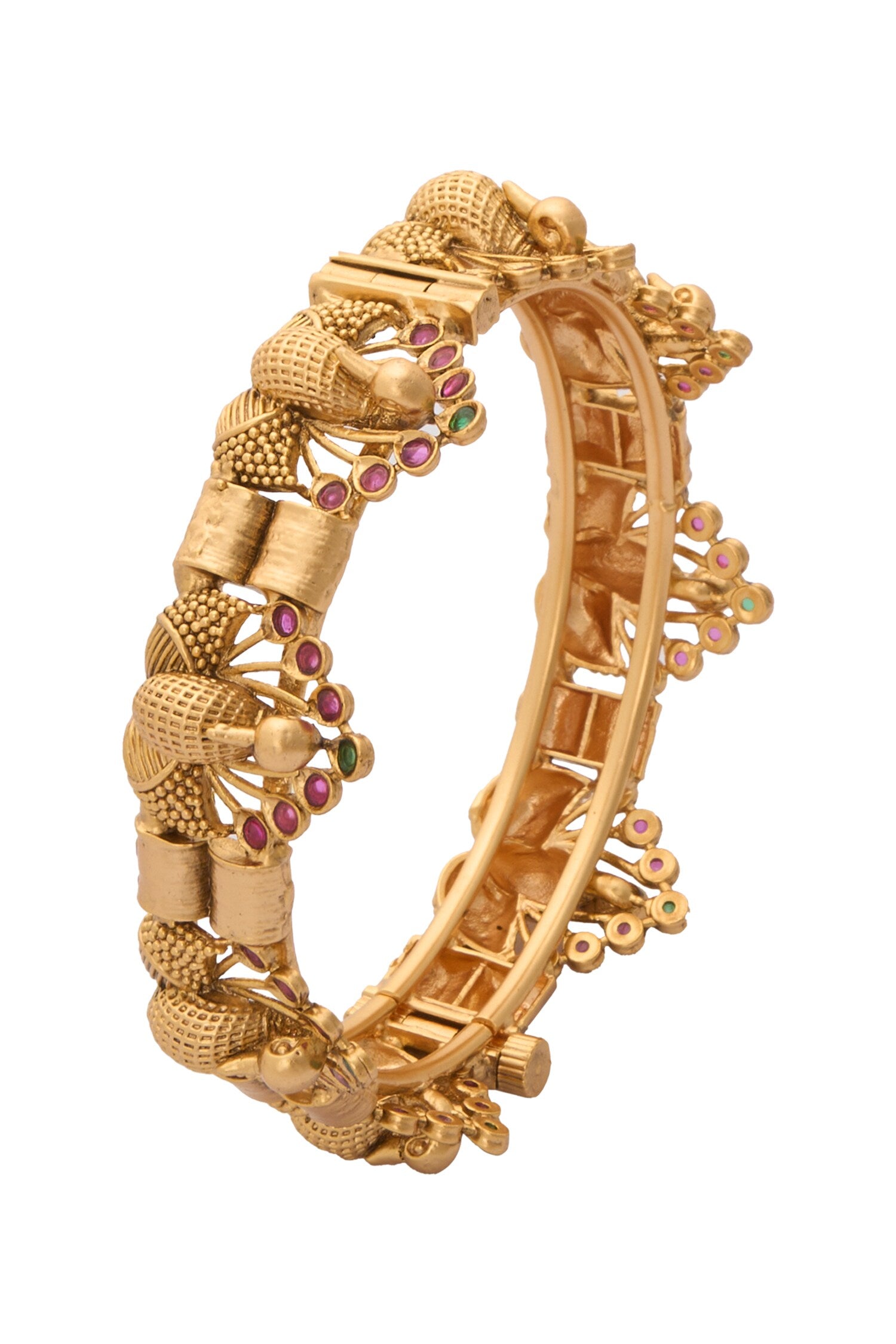 Carved Peacock Jadau Bangles-Set of 2 