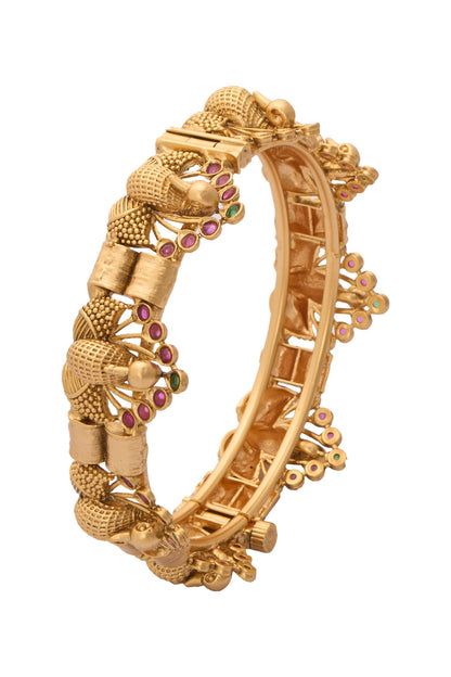 Carved Peacock Jadau Bangles-Set of 2 