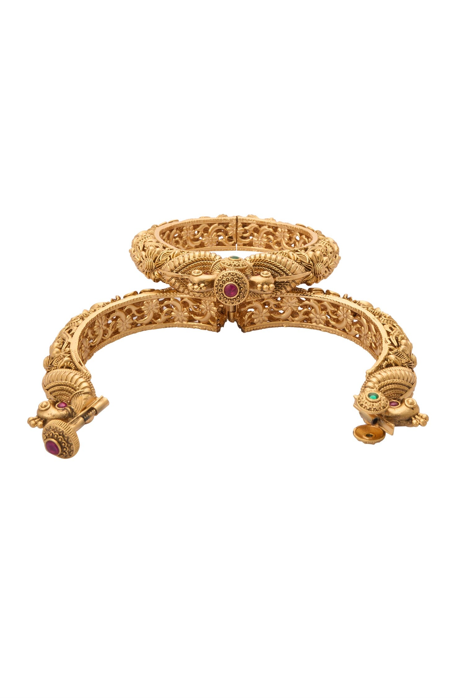 Carved Floral Jadau Bangles-Set of 2 