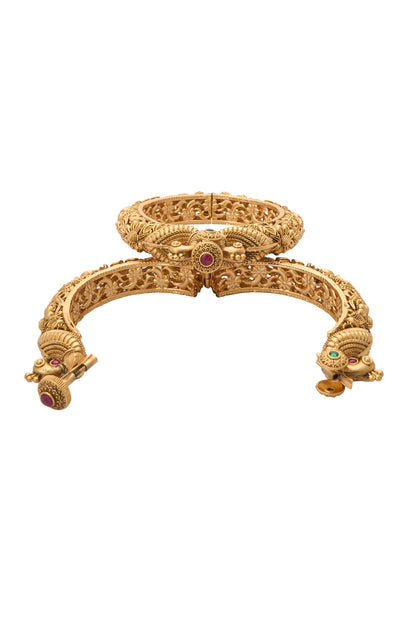 Carved Floral Jadau Bangles-Set of 2 