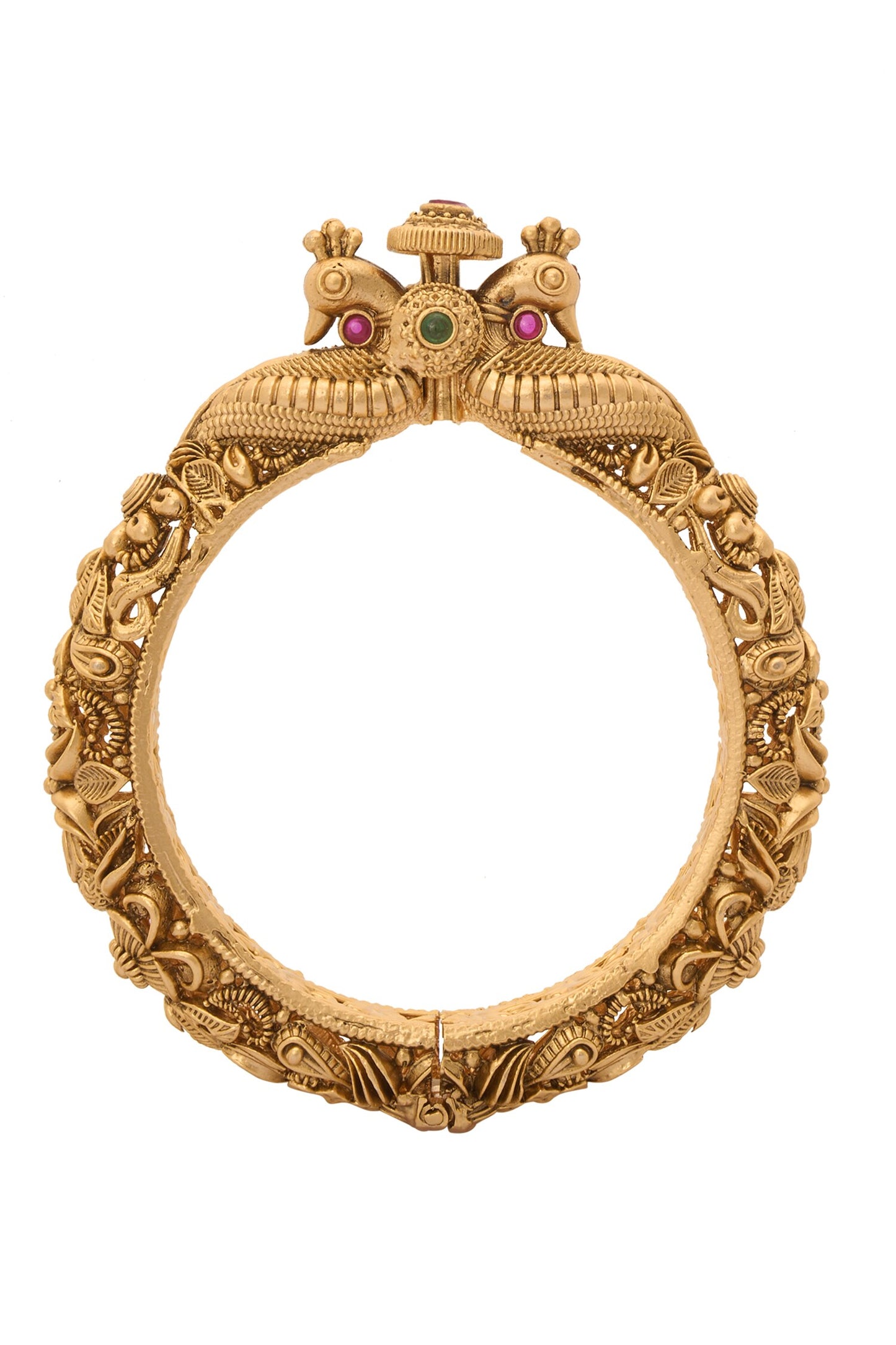 Carved Floral Jadau Bangles-Set of 2 