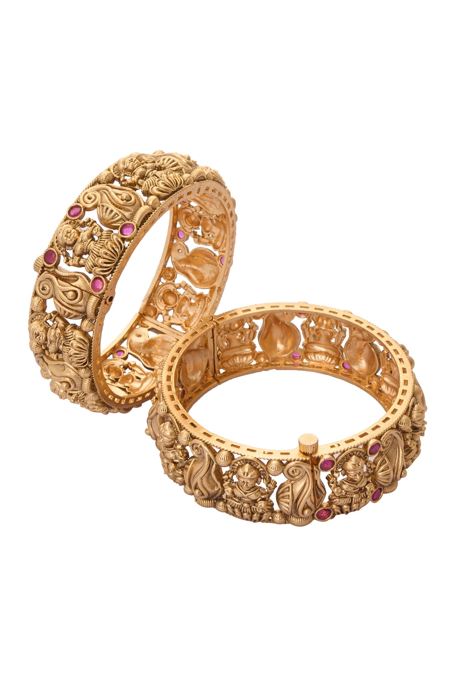 Carved Laxmi Jadau Bangles-Set of 2 
