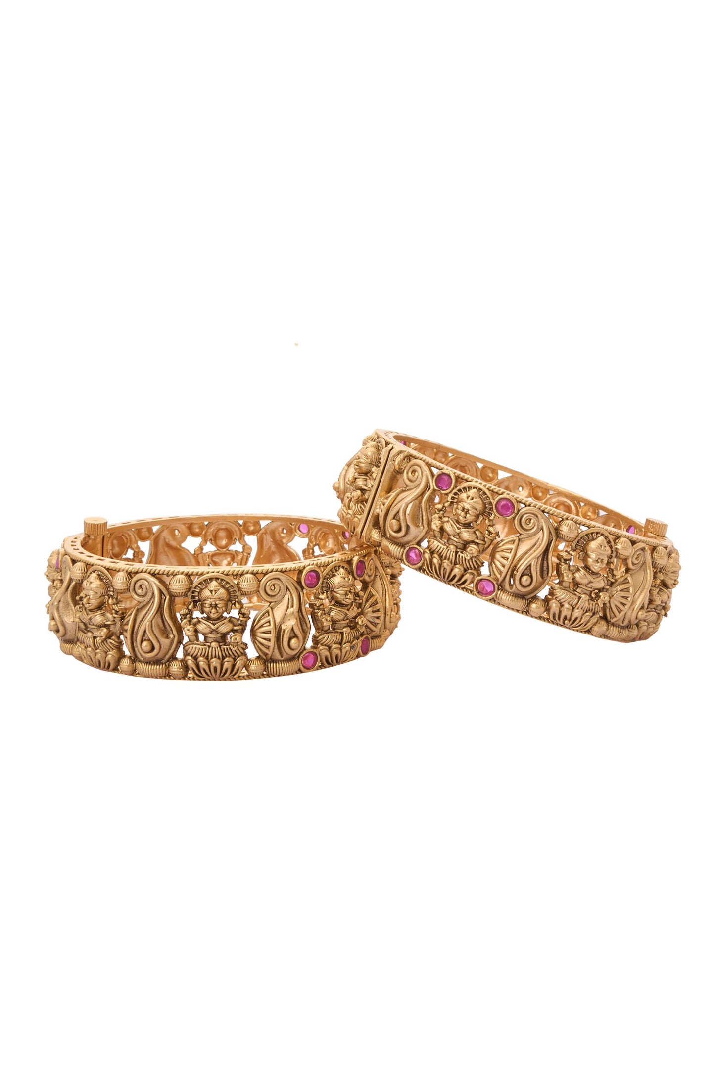 Carved Laxmi Jadau Bangles-Set of 2 