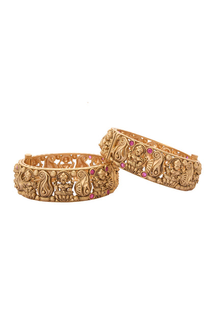 Carved Laxmi Jadau Bangles-Set of 2 