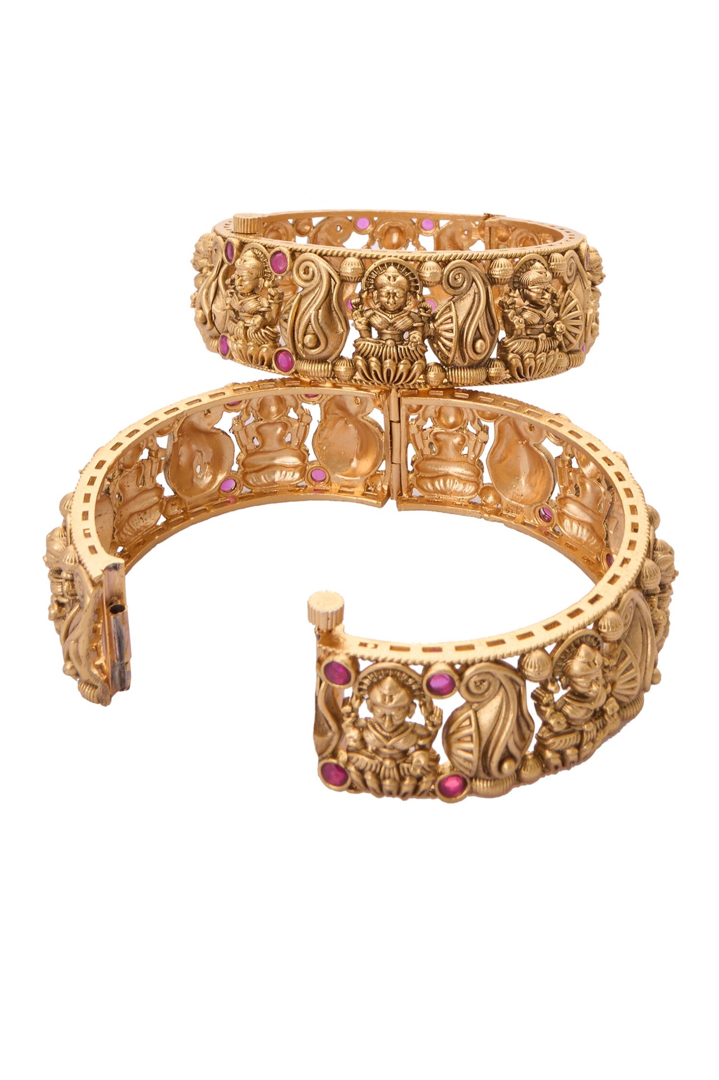 Carved Laxmi Jadau Bangles-Set of 2 