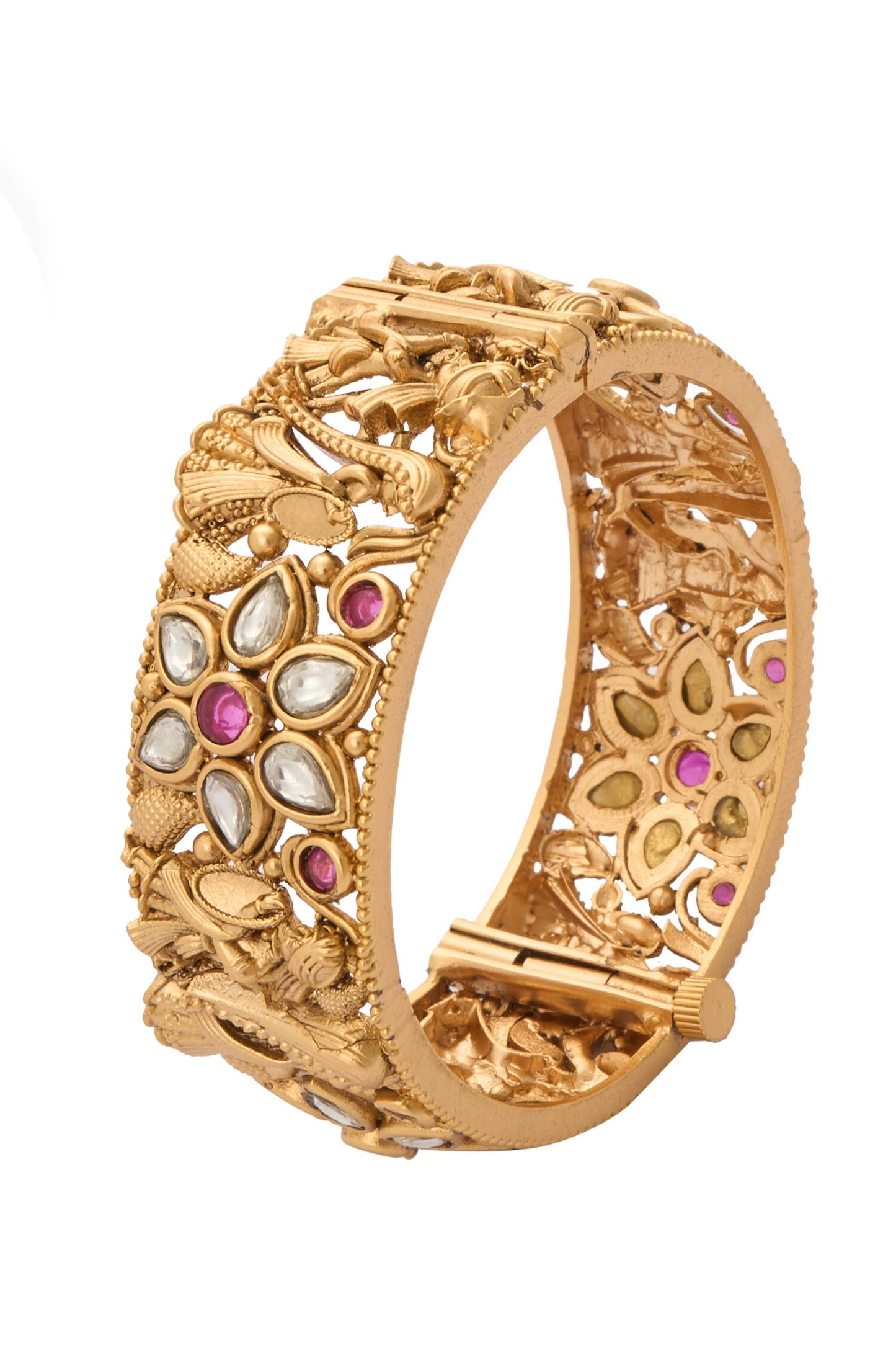 Carved Bride Jadau Bangles-Set of 2 
