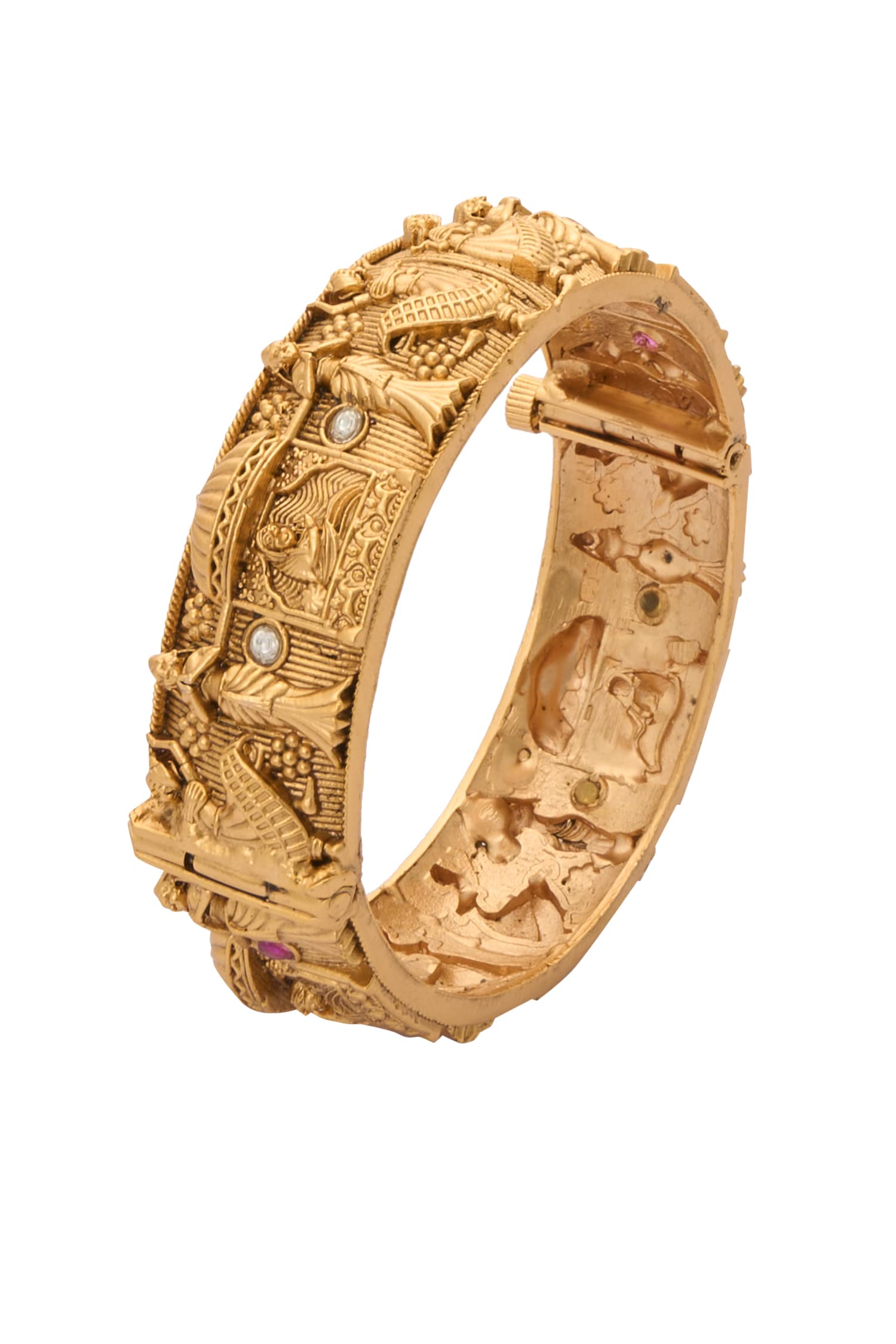 Carved Stone Embellished Bangles-Set of 2 