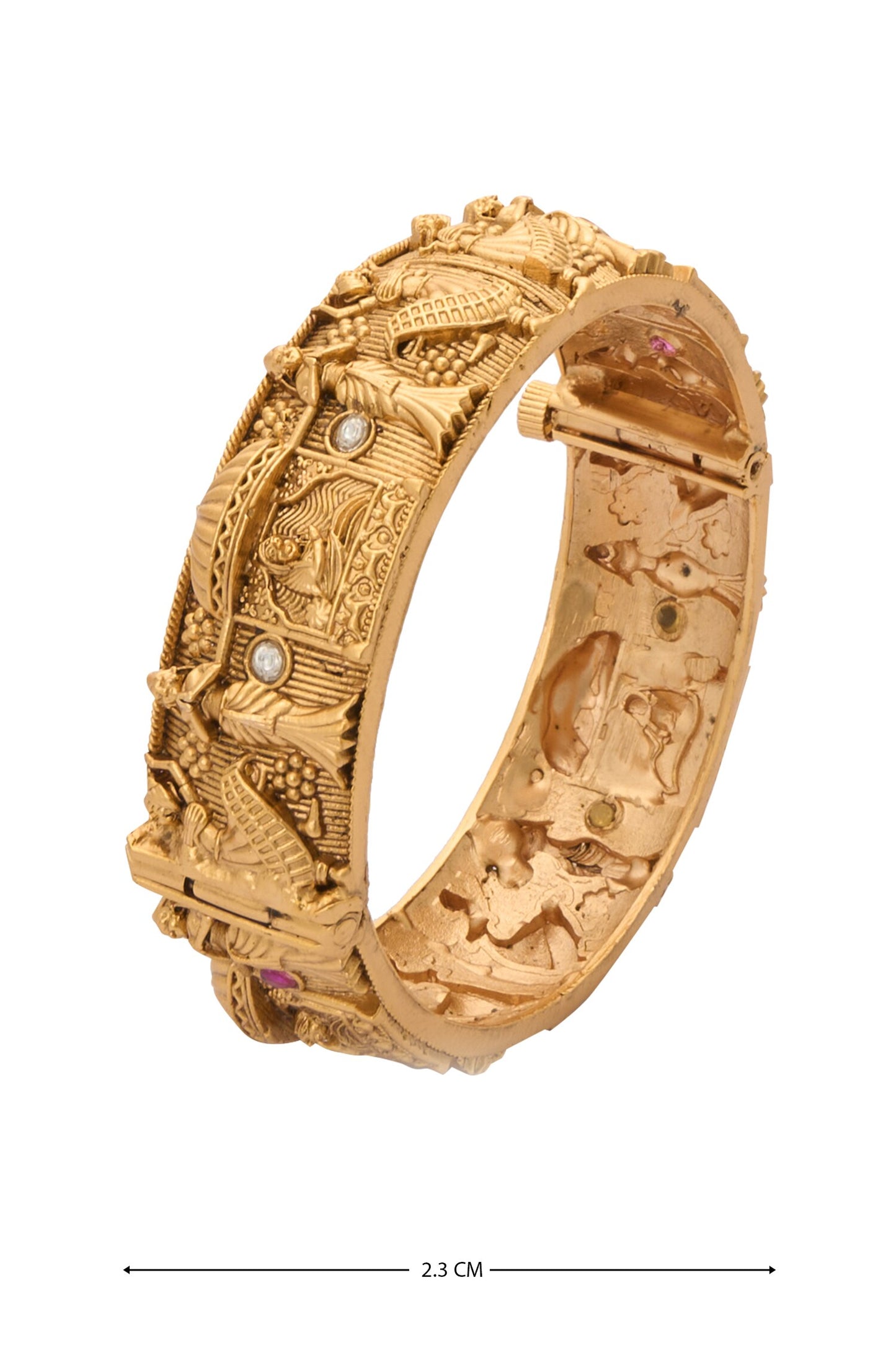 Carved Stone Embellished Bangles-Set of 2 