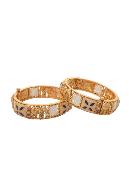 Carved Bead Embellished Bangles-Set of 2 