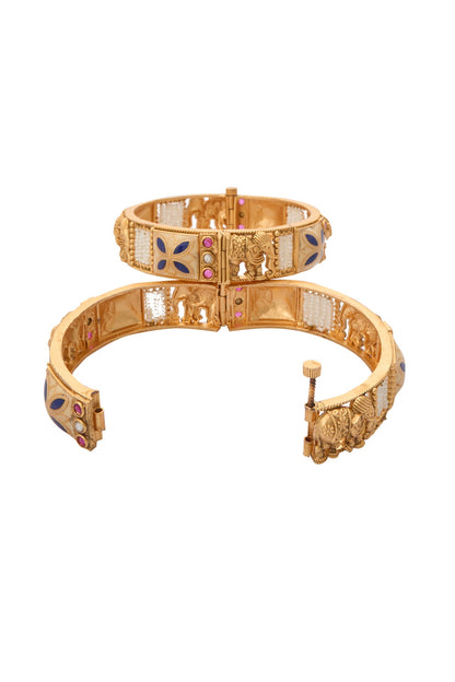 Carved Bead Embellished Bangles-Set of 2 