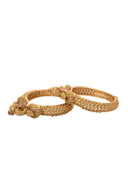 Carved Peacock Embellished Bangles-Set of 2 