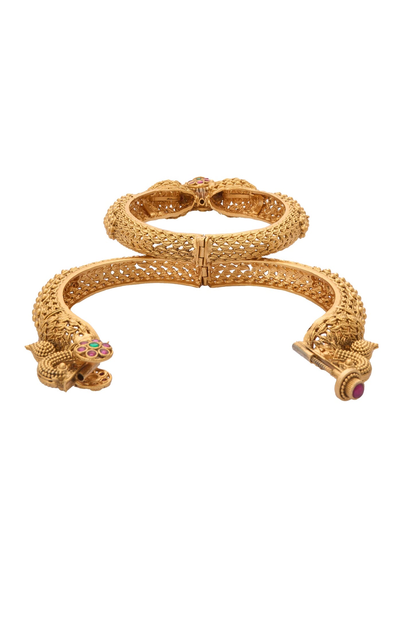 Carved Peacock Embellished Bangles-Set of 2 