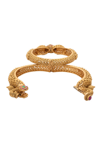 Carved Peacock Embellished Bangles-Set of 2 