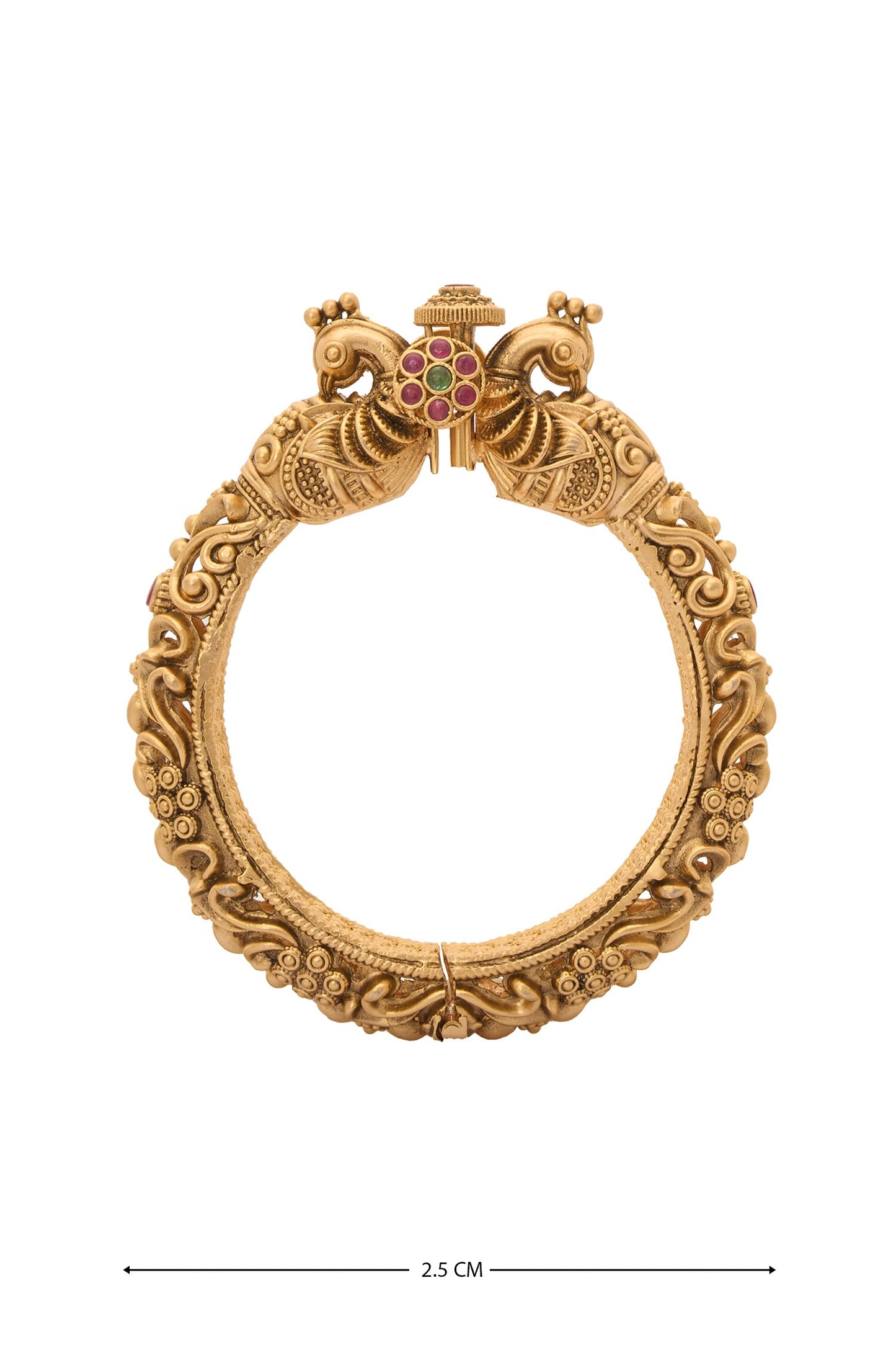 Carved Peacock Floral Bangles-Set of 2 