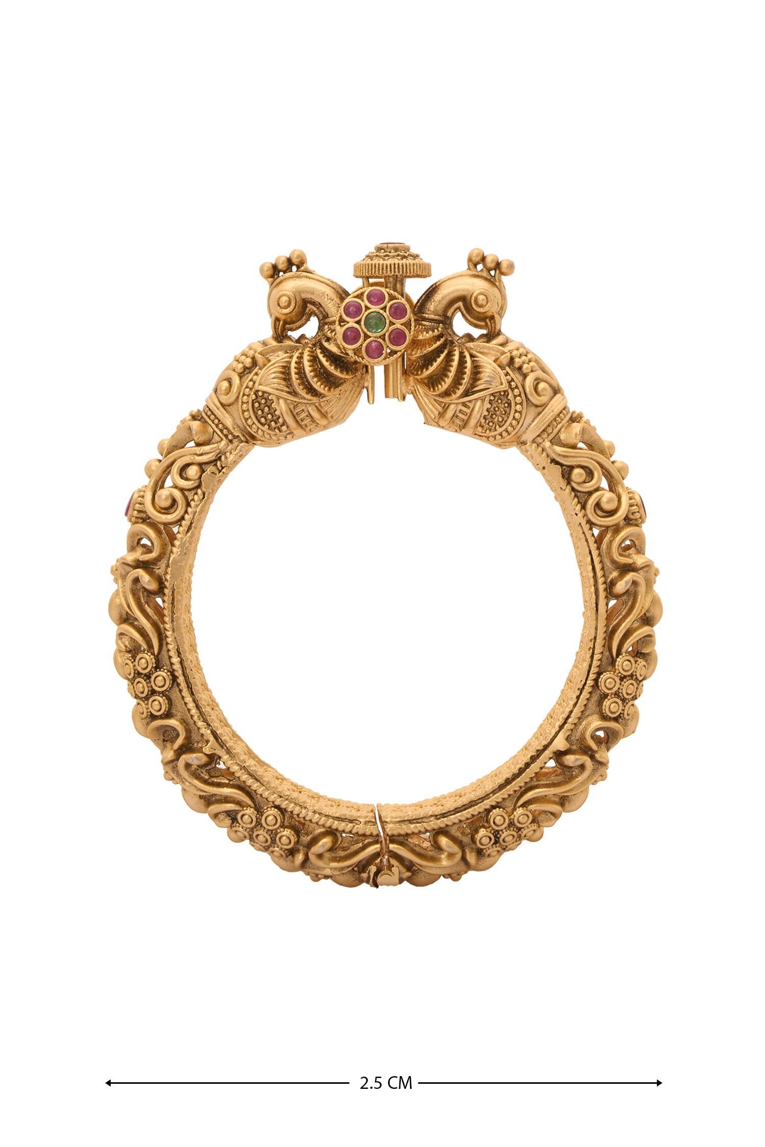 Carved Peacock Floral Bangles-Set of 2 