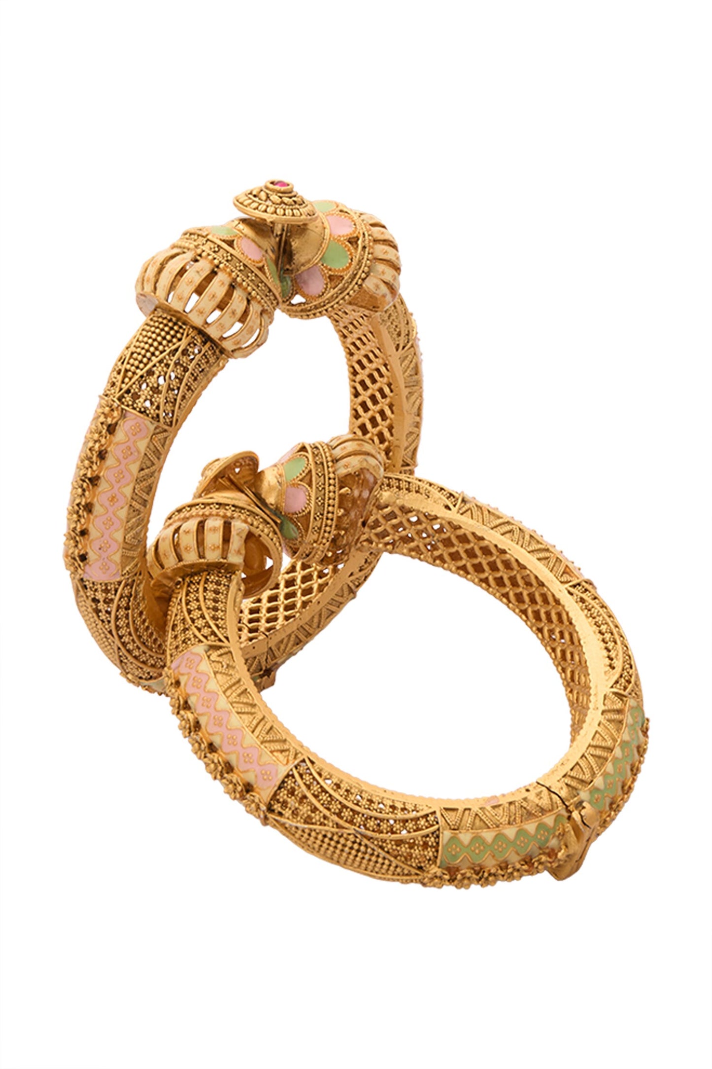 Sphere Floral Carved 2 Pcs Bangles 