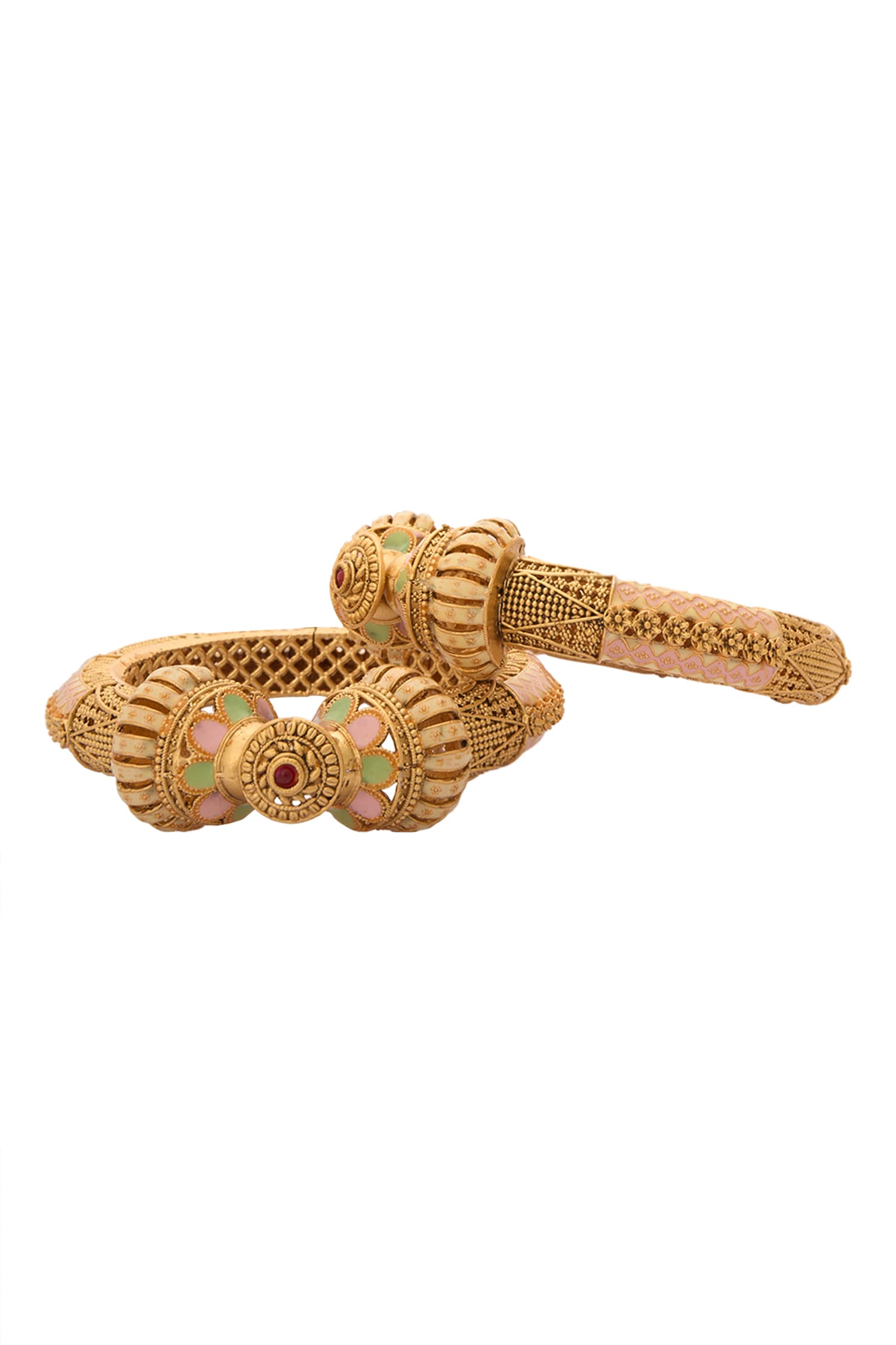 Sphere Floral Carved 2 Pcs Bangles 