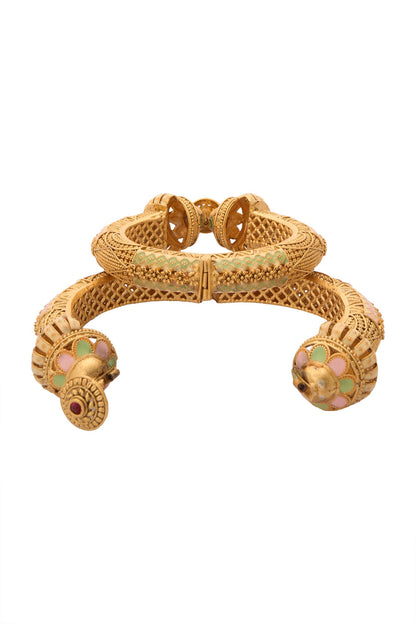 Sphere Floral Carved 2 Pcs Bangles 