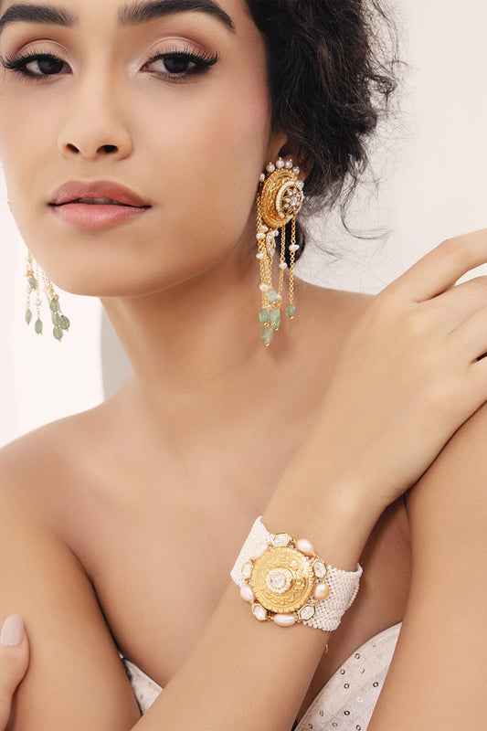 Polki Studded Interwoven Bracelet 