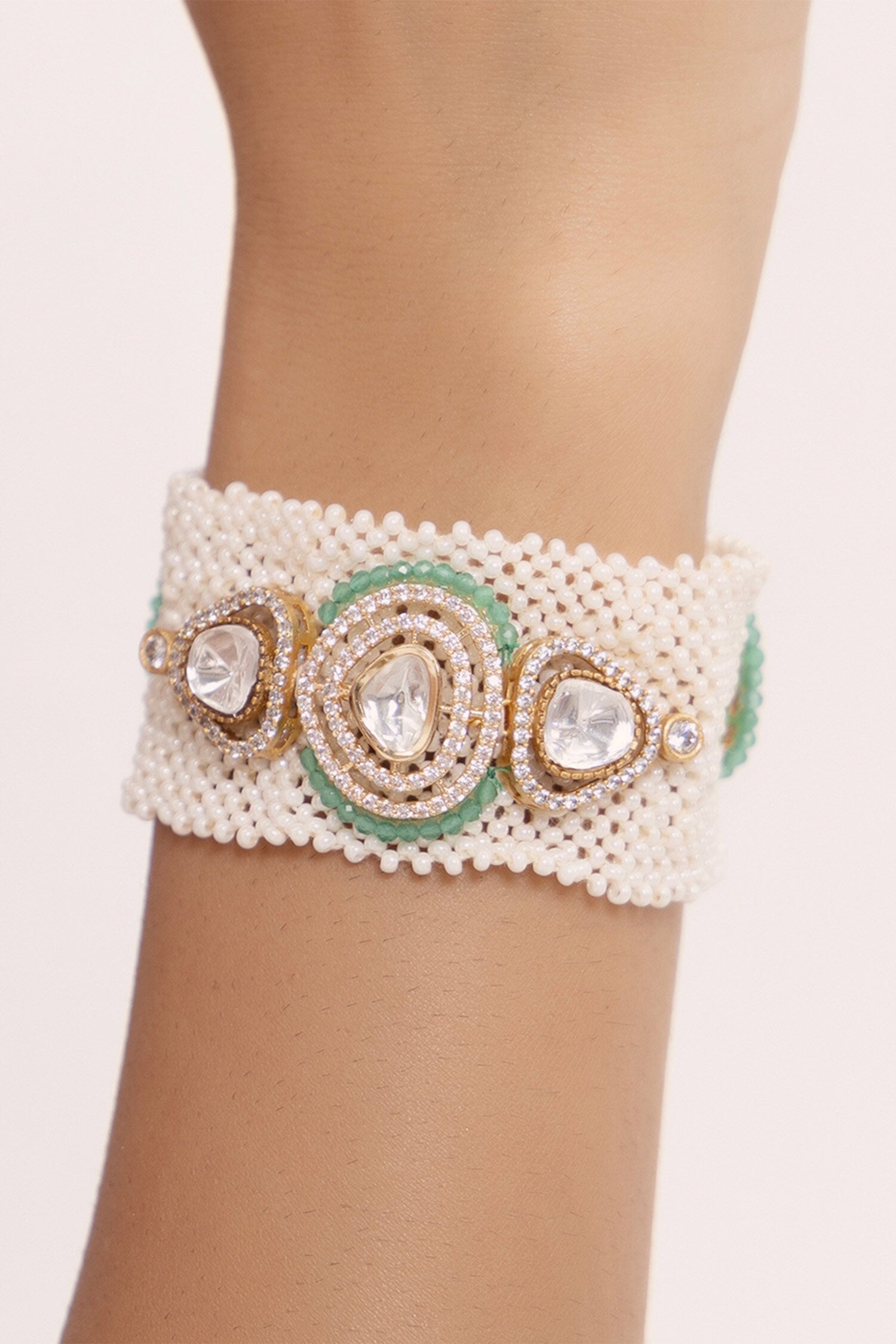 Polki Cluster Interwoven Bracelet 