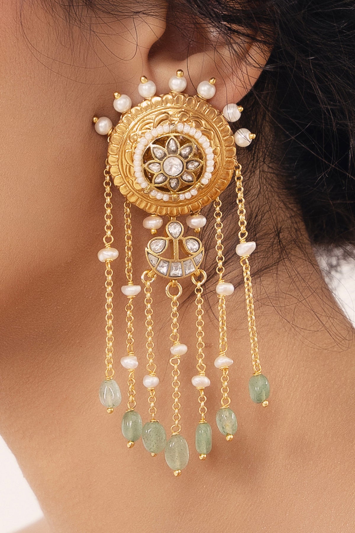 Polki & Pearl Embellished Sophisticated Danglers 