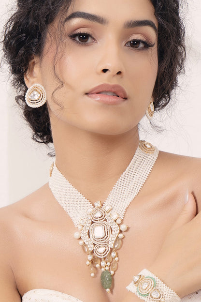 Polki & Pearl Embellished Necklace Set 