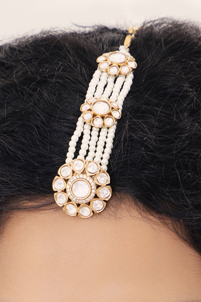 Polki Pearl Embellished Maangtikka 