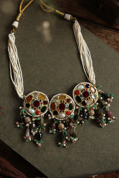 Navratan Stone Embellished Necklace 