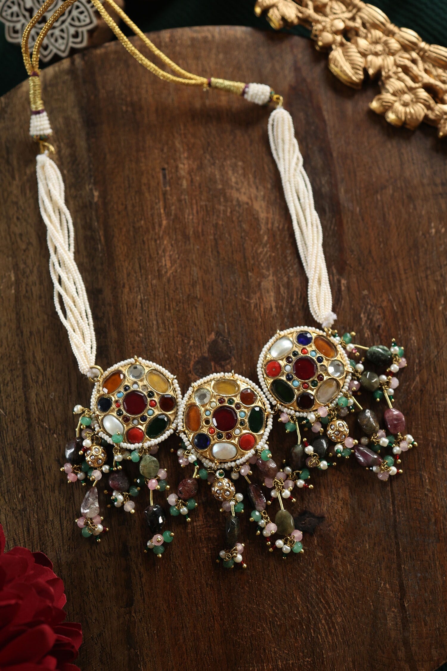 Navratan Stone Embellished Necklace 