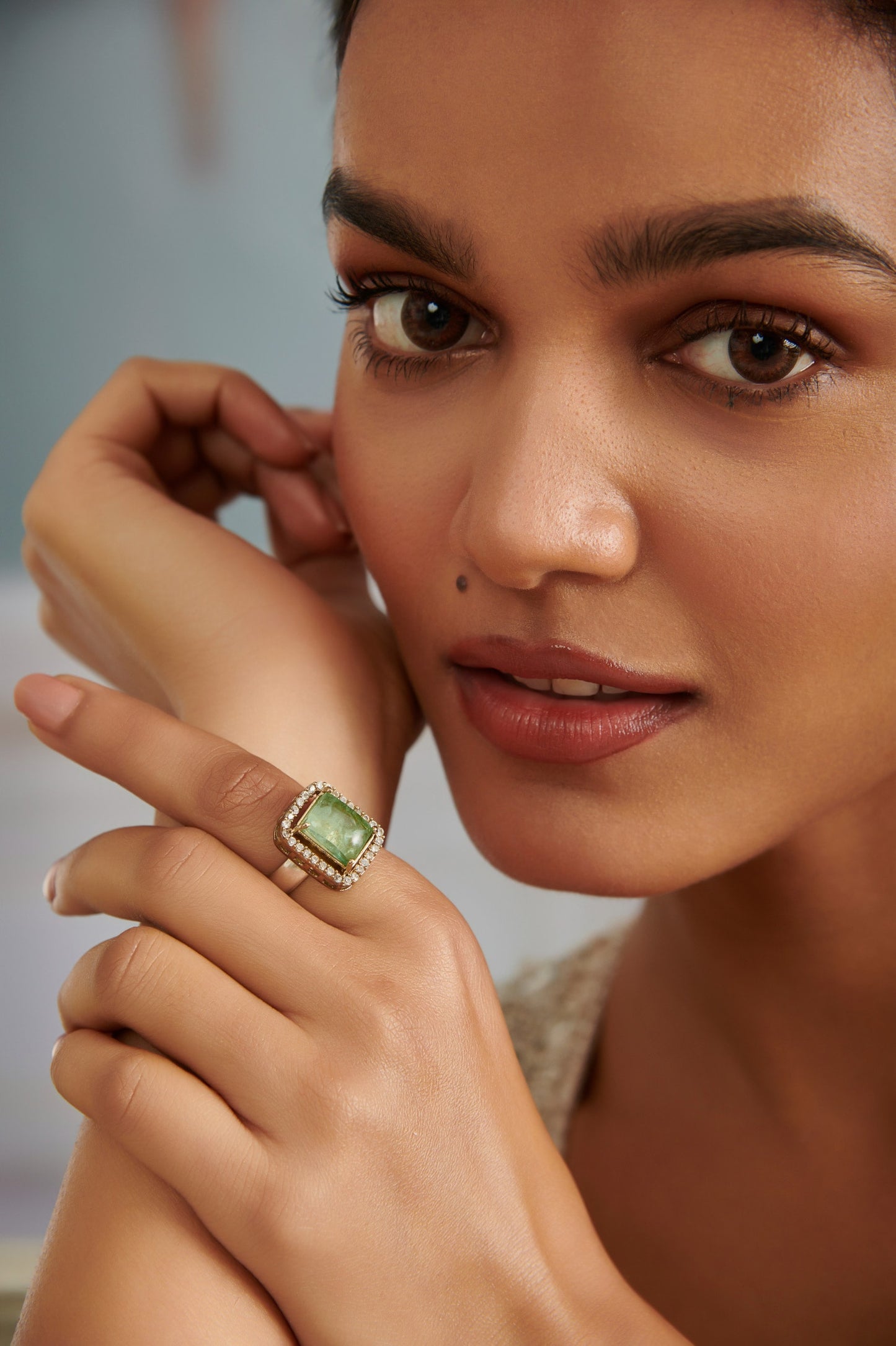 Natural Stone Embellished Ring 