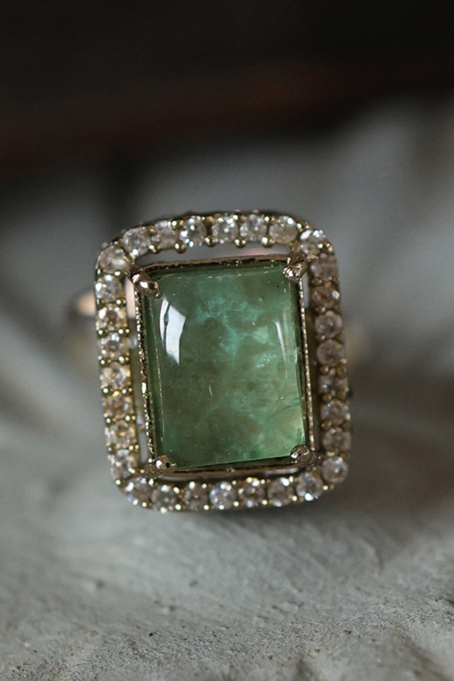 Natural Stone Embellished Ring 