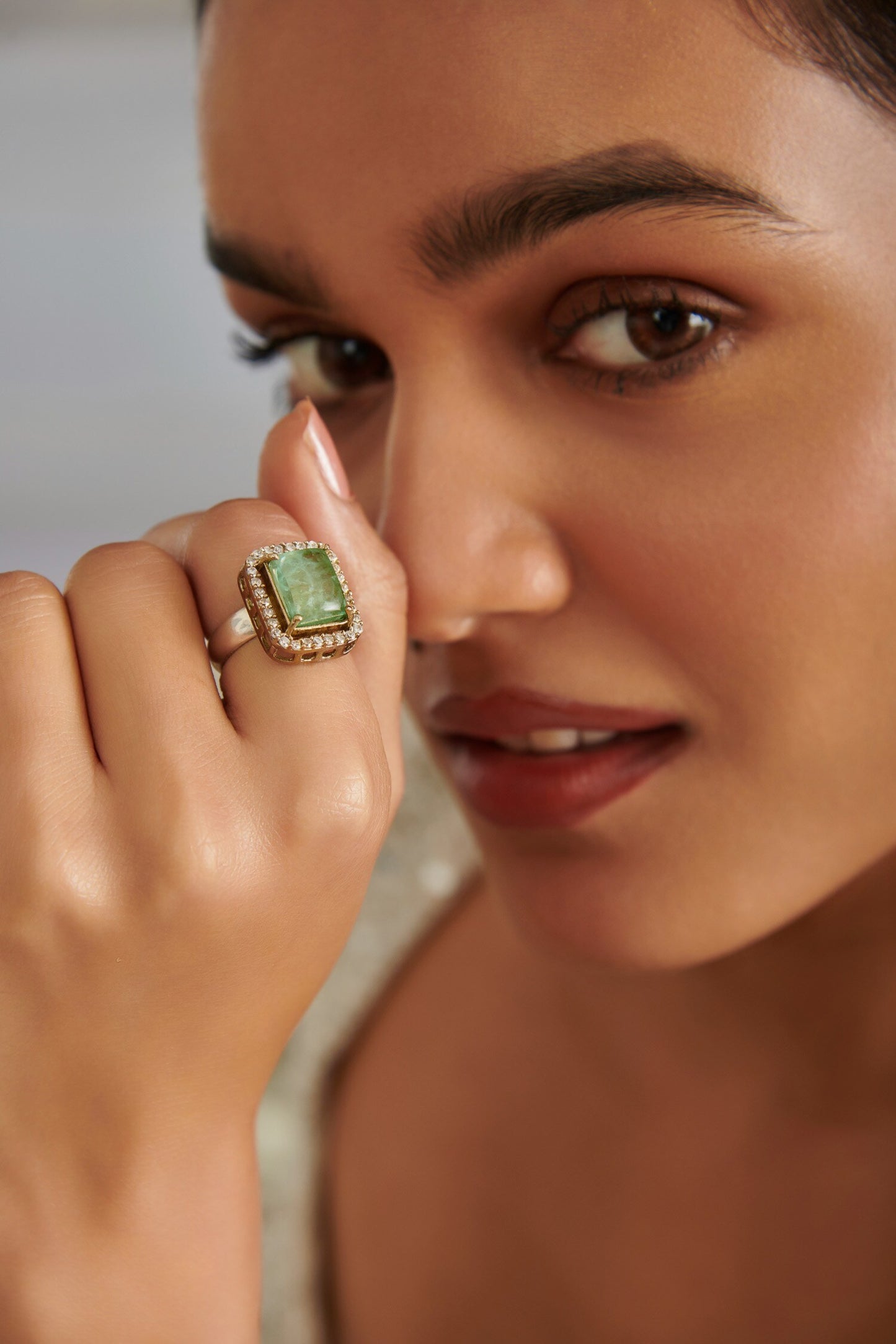 Natural Stone Embellished Ring 