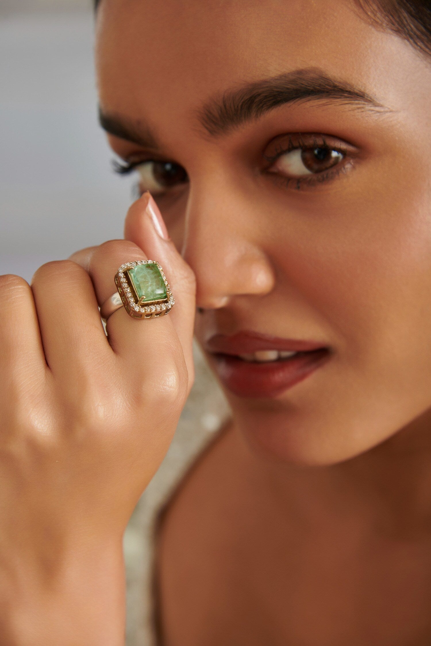 Natural Stone Embellished Ring 