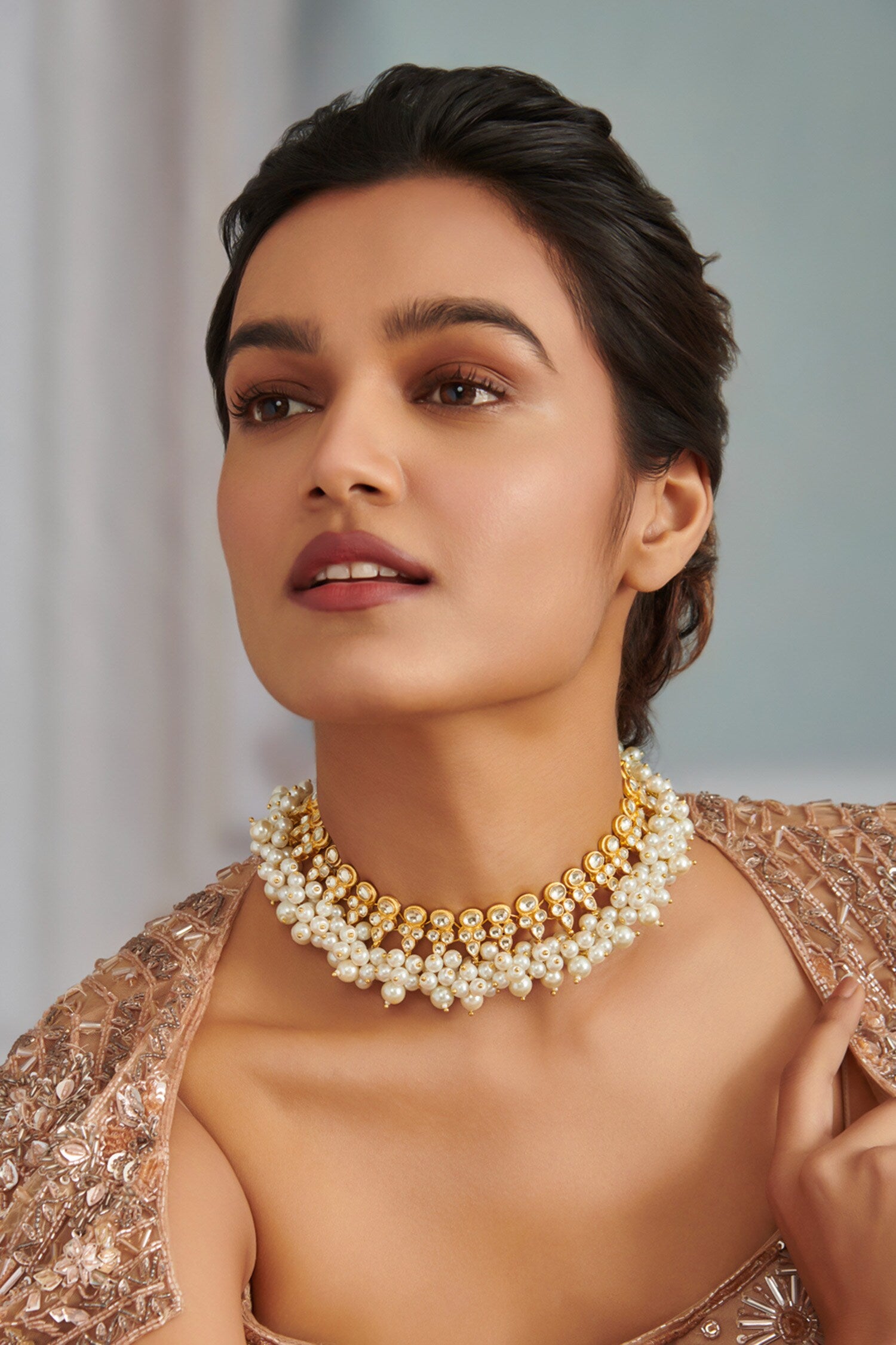 Kundan & Pearl Embellished Necklace 