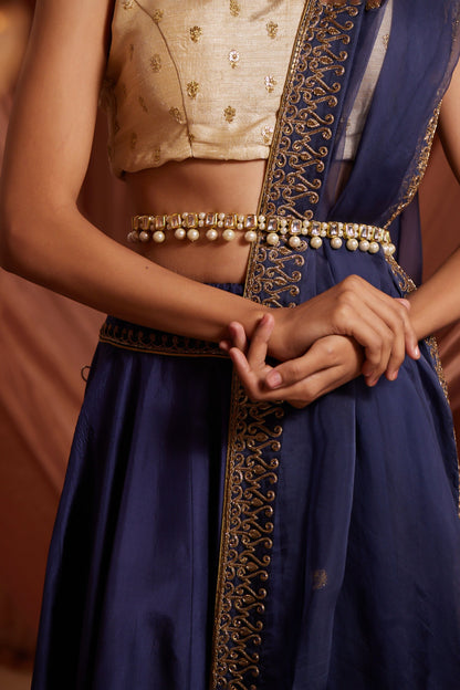 Kundan Pearl Embellished Adjustable Kamarbandh 