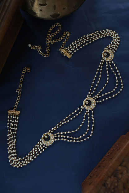 Kundan & Pearl Chain Embellished Kamarbandh 