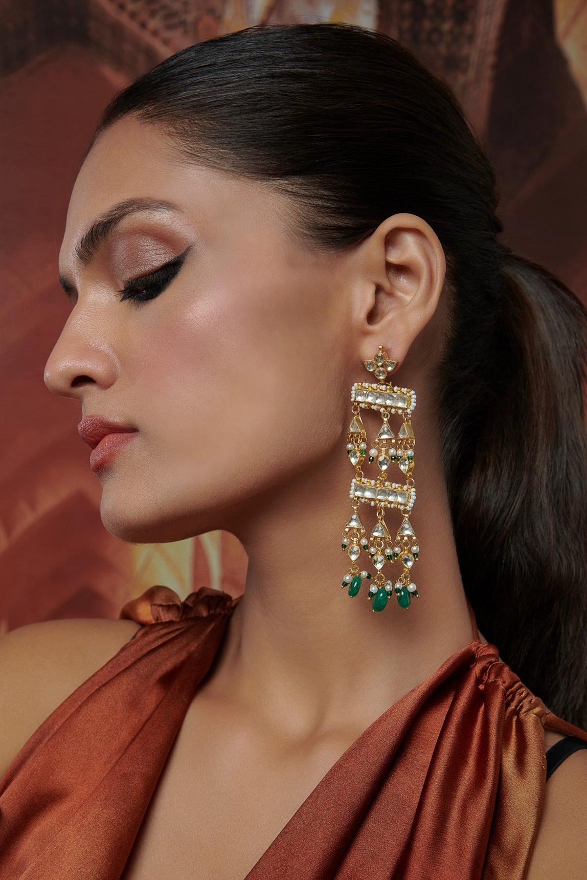 Kundan Embellished Bead Drop Earrings 