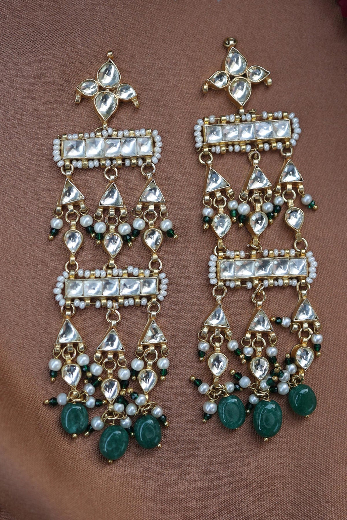 Kundan Embellished Bead Drop Earrings 