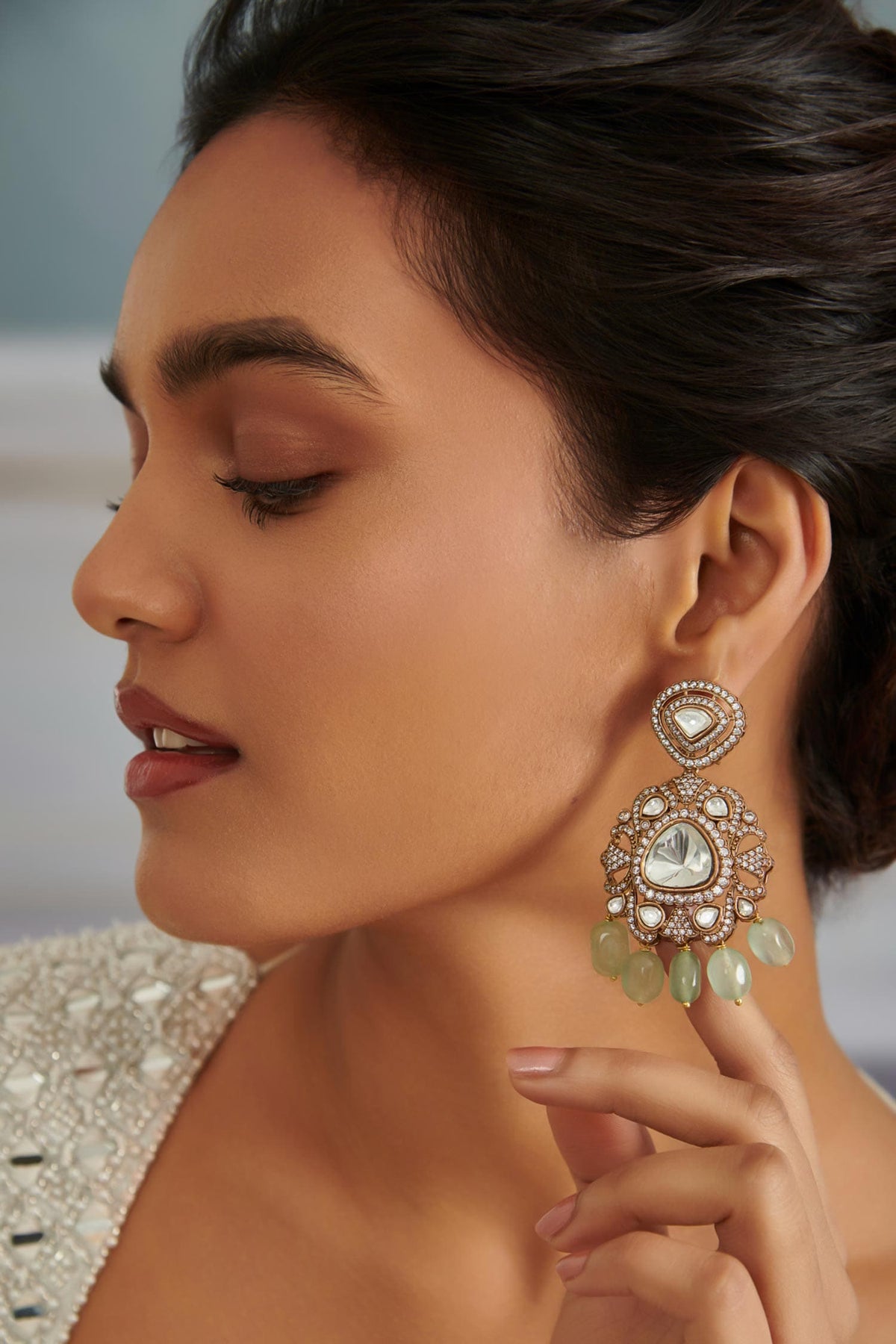 Polki Stone Embellished Earrings 