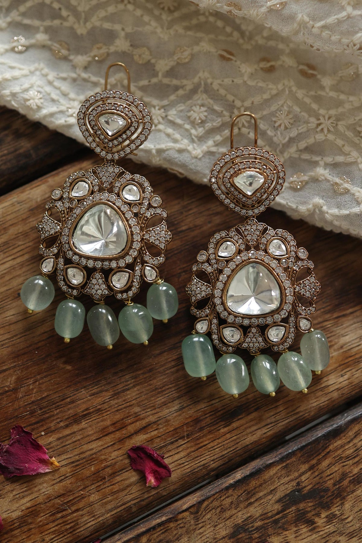Polki Stone Embellished Earrings 
